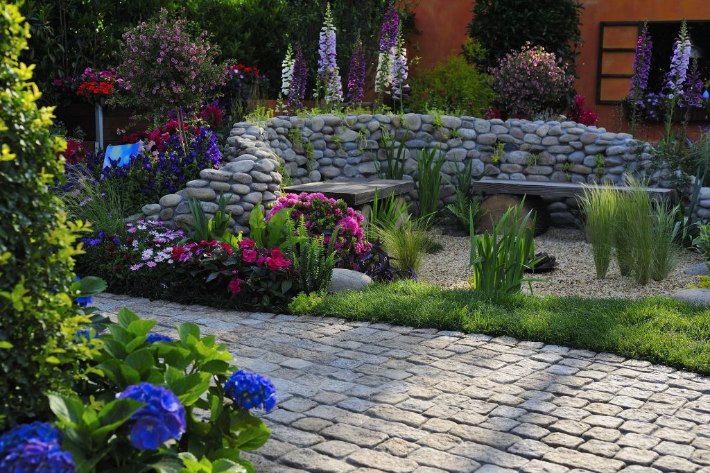 flowers and stonework